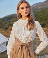 Trim Button Front Blouse