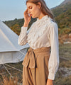 Trim Button Front Blouse
